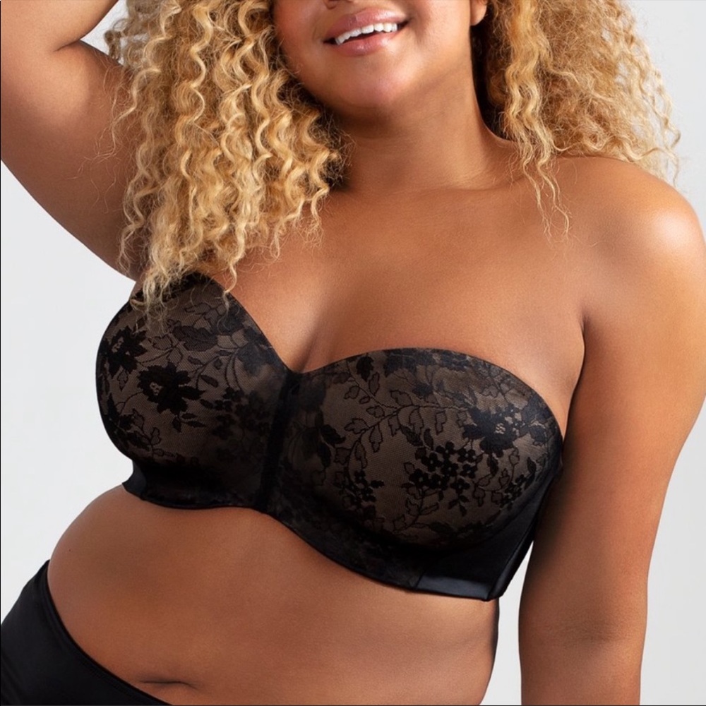 Curvy Couture Intimates Strapless Black Lace Bra 38H - Picture 6 of 6